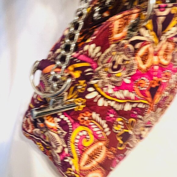 Vera Bradley Safari Sunset Tote/Shoulder Bag-Chain Strap-Pink/Maroon Mix-Quilted - Picture 13 of 16